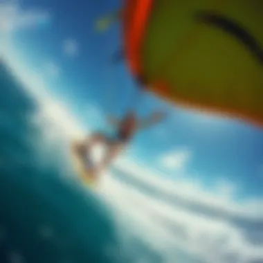 Thrilling Kiteboarding Action Dynamic action shot of kiteboarding using GoPro to capture the thrill