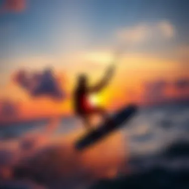 Kiteboarding at Sunset Scenic sunset backdrop with kiteboarder showcasing the GoPro Wing Mount