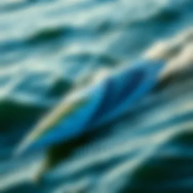 Hydro Foil Surfboard in Action A sleek hydro foil surfboard gliding over water