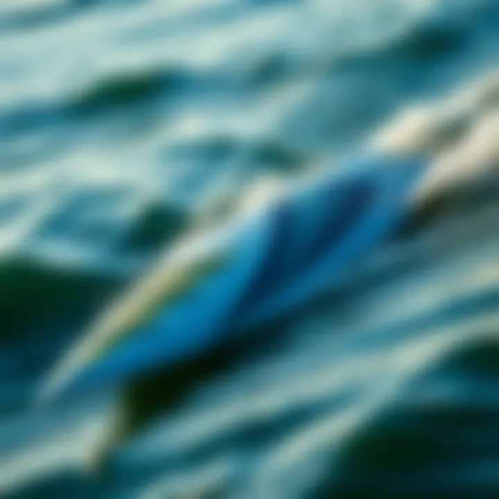 Hydro Foil Surfboard in Action A sleek hydro foil surfboard gliding over water