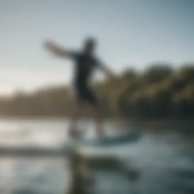 Rider experiencing hydrofoil paddle boarding