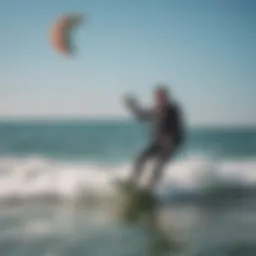 Instructor demonstrating kitesurfing techniques