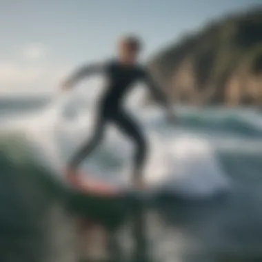 A surfer skillfully navigating the waves using a foil, demonstrating the thrill of foiling