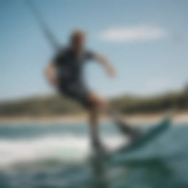 Kiteboarder enjoying a ride using a hydrofoil