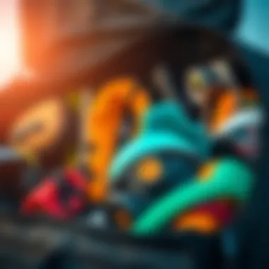 Organized Kiteboarding Gear Inside the Mystic Kite Bag The Mystic Kite Bag displayed with various kiteboarding gear organized inside