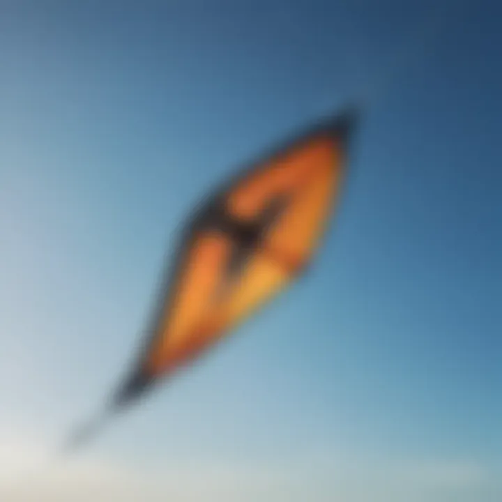 A high-performance kite soaring across a clear blue sky