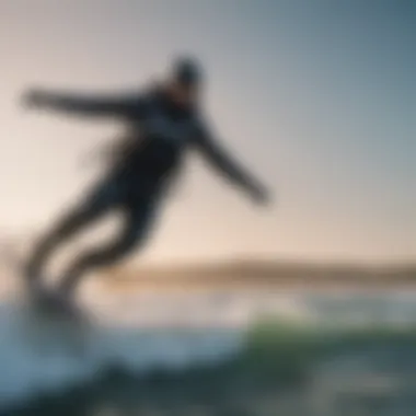 A kitesurfer showcasing a sleek drysuit in action on the waves