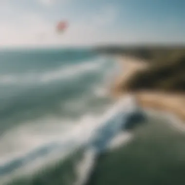 A serene kiteboarding landscape emphasizing safety and environment