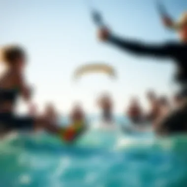 Kiteboarding community gathering for sharing techniques and experiences
