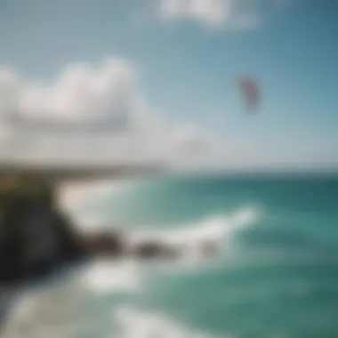 A breathtaking view of Watamu's coastline with kiteboarders in the distance