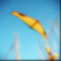 An elegant wind foil kite soaring in the blue sky