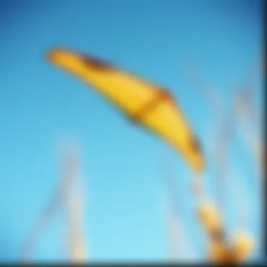 An elegant wind foil kite soaring in the blue sky