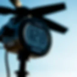 Wireless wind meter displayed against a clear blue sky