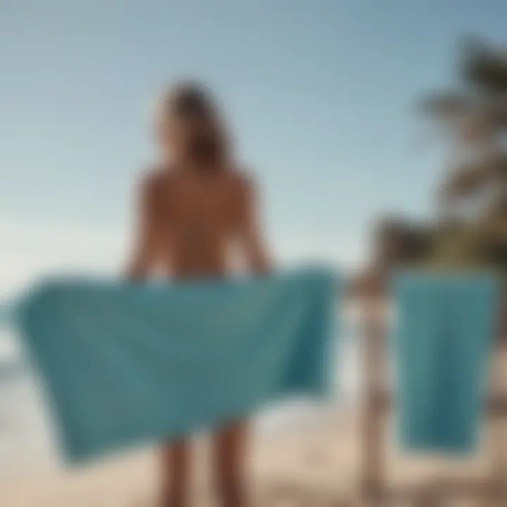 Variety of stylish surf changing towels displayed