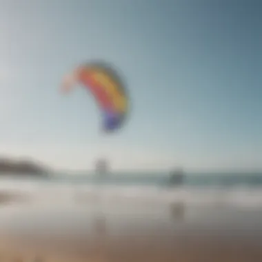 Kiter practicing techniques on a tranquil beach