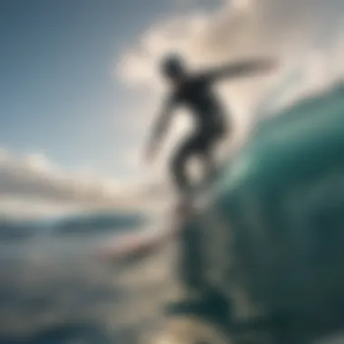 A rider experiencing the thrill of foil surfing on a vibrant ocean backdrop.