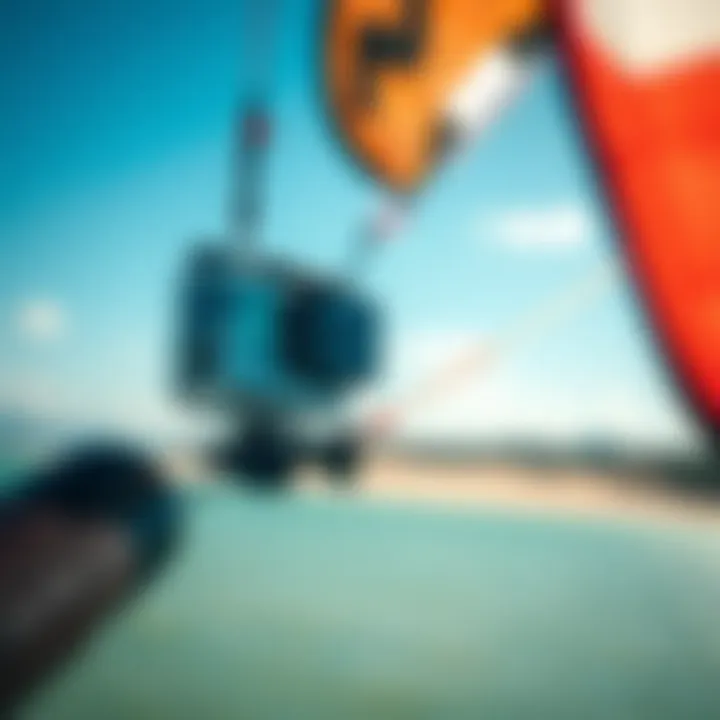 Innovative GoPro Setup on Kite A close-up of a GoPro camera setup on a kite