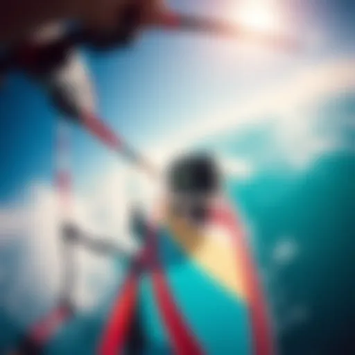 A GoPro mounted on a kiteboard capturing the action