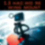 A GoPro wing mount affixed to a kiteboard, showcasing its stability and design.