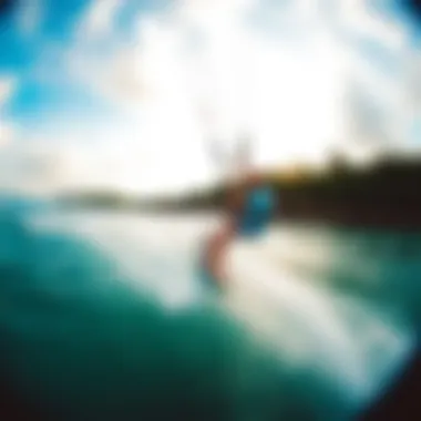 Dynamic Kiteboarding Action Kiteboarding action shot captured with GoPro