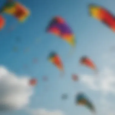 Colorful high-flying kites soaring in the sky