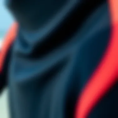 A close-up view of wetsuit material showcasing flexibility and texture