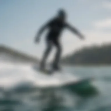 A kiteboarder demonstrating advanced hydrofoiling technique