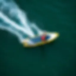 Hydrofoil surfboard gliding above water surface