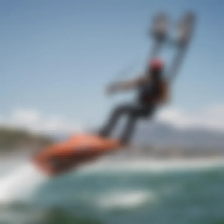 Illustration of safety features for hydrofoil kiteboarding