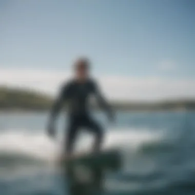 Kiteboarder wearing a Yamamoto wetsuit in action on the water.