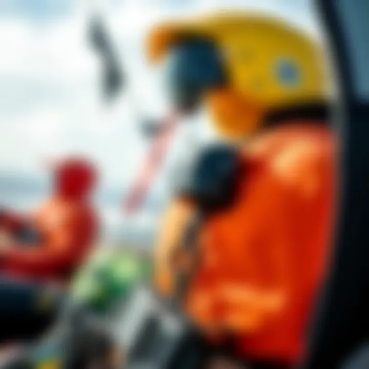 Essential Kiteboarding Gear for Safety Close-up of kiteboarding gear and safety equipment