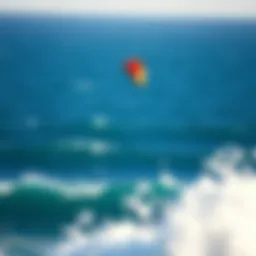 Dynamic kite soaring above the ocean waves