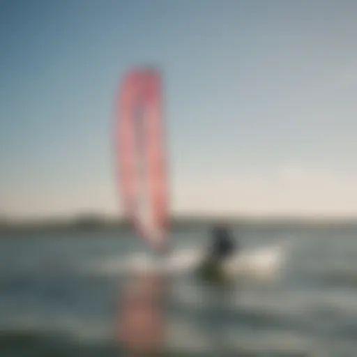 A scenic view of kite surfers gliding over the water in Charleston