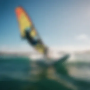 Dynamic Kite Surfing Experience Kite surfing in action with vibrant colors and dynamic movement