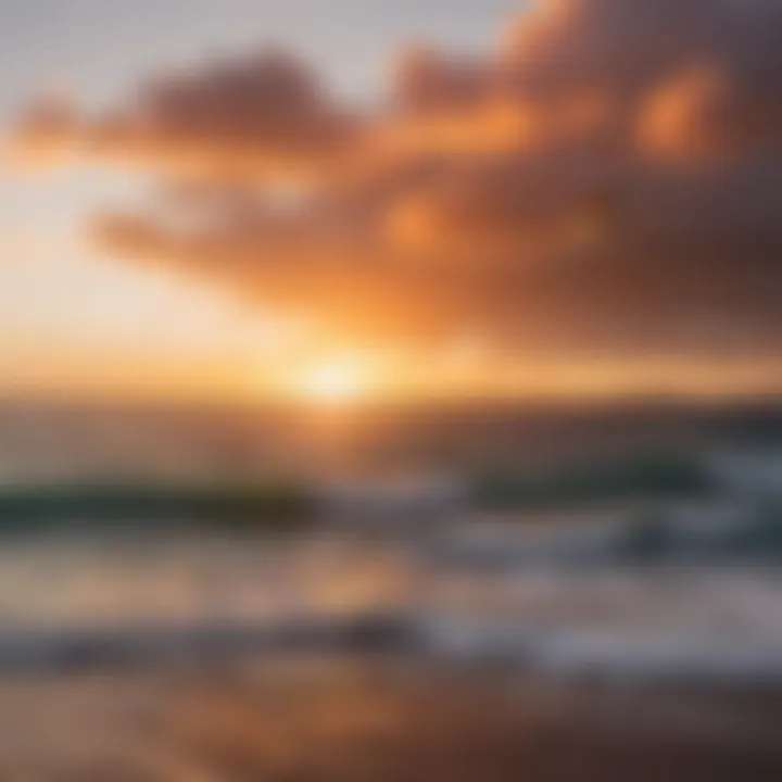 A vibrant sunset view over a kite surfing spot in Maui