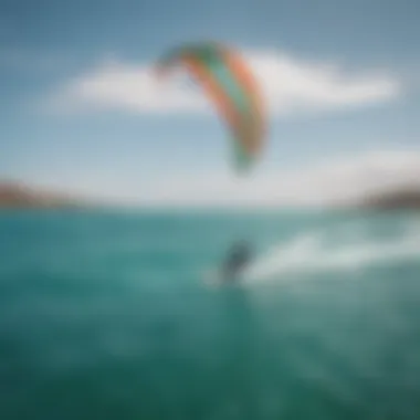 A breathtaking view of kite surfers gliding over azure waters in Mexico