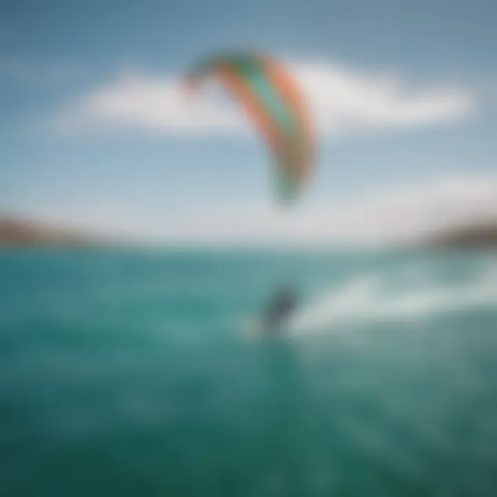 A breathtaking view of kite surfers gliding over azure waters in Mexico