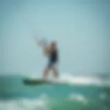 Kite surfing lesson in action with instructor and student