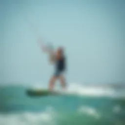 Kite surfing lesson in action with instructor and student