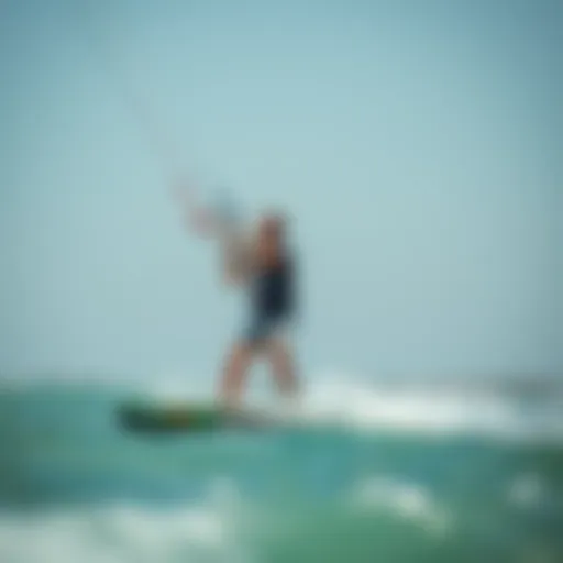 Kite surfing lesson in action with instructor and student