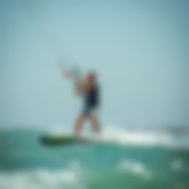 Dynamic Kite Surfing Training Session Kite surfing lesson in action with instructor and student