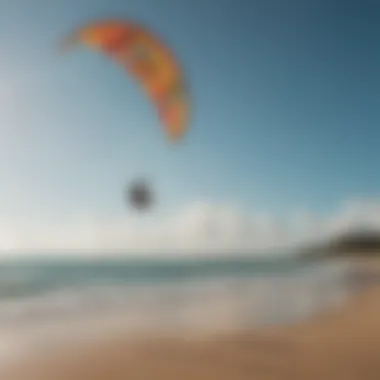 A serene beach setting ideal for kite surfing