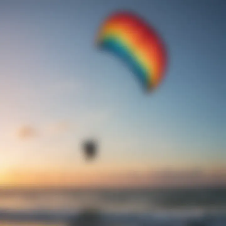 A vibrant kite soaring against a clear sky