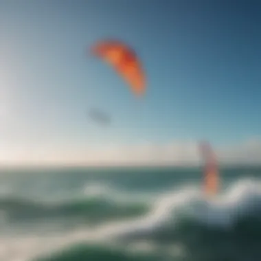 A vibrant scene of kites soaring above the ocean