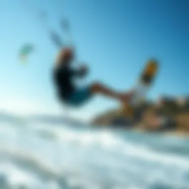 Kite surfer gliding over the waves in San Francisco