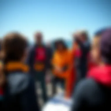 Instructor providing guidance on kite surfing techniques