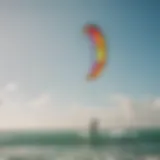 A vibrant kite surfing scene at Miami Beach showcasing colorful kites in the sky.