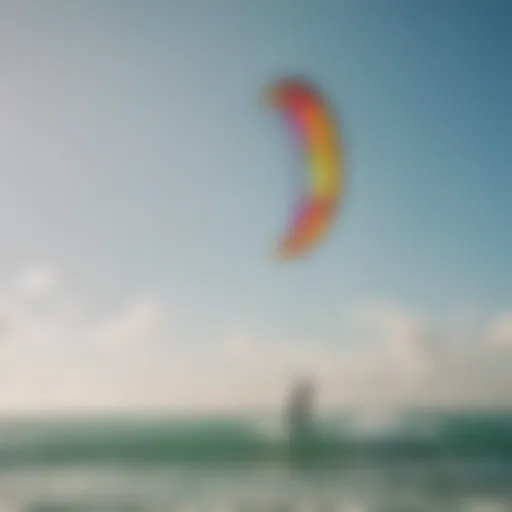 A vibrant kite surfing scene at Miami Beach showcasing colorful kites in the sky.