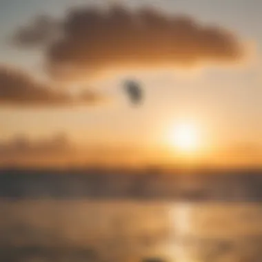 Kite surfers enjoying the sunset over Miami waters.