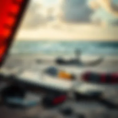 Essential Gear for Kite Surfing Kite surfing gear laid out on the beach
